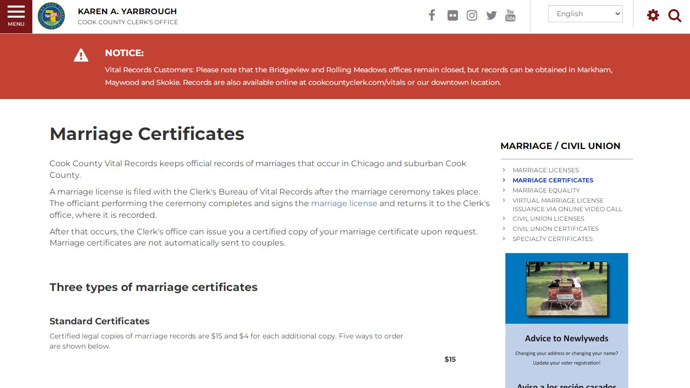 Marriage Certificates | Cook County Clerk's Office